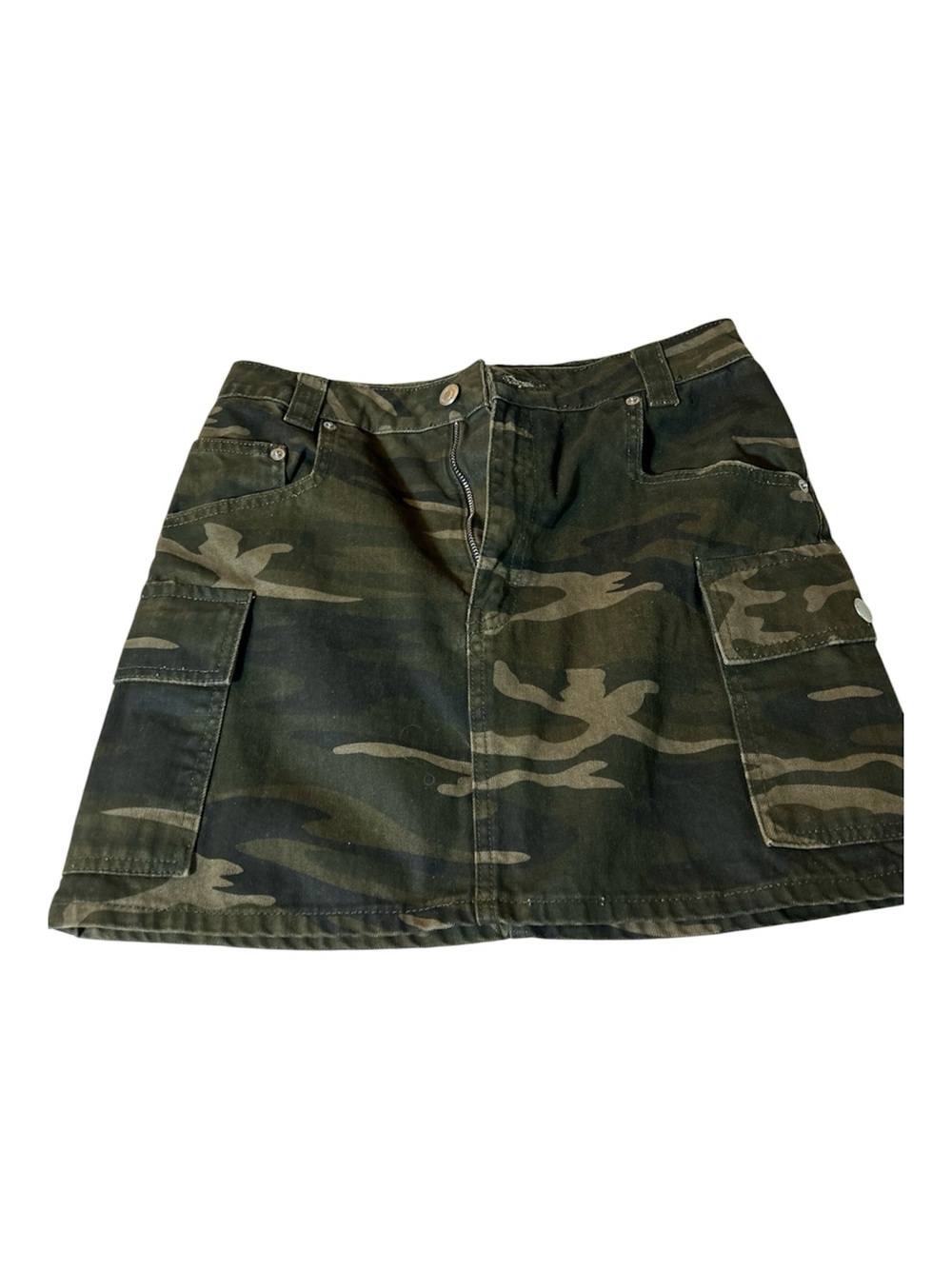 Topshop Camo Cargo Mini Skirt - Olive Green